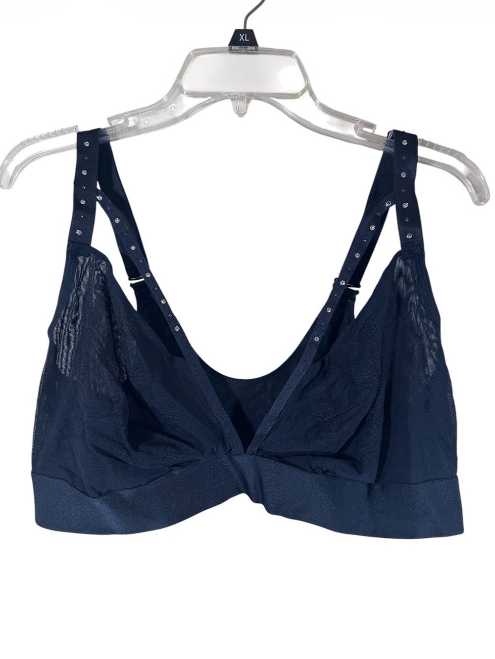 Parade black sheer mesh rhinestone strappy triangle bralette bra womens size 3